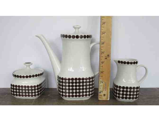 Vintage Thun Porcelain Brown Polka Dot Espresso Set