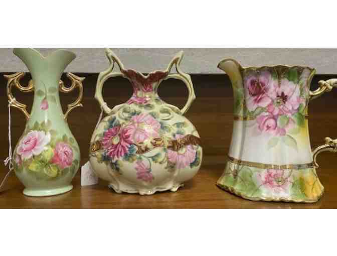 Three Vintage Hand Painted Vases