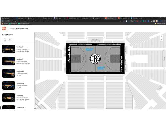 Brooklyn Nets Floor seats with Dinner at the Crown Club- for Two