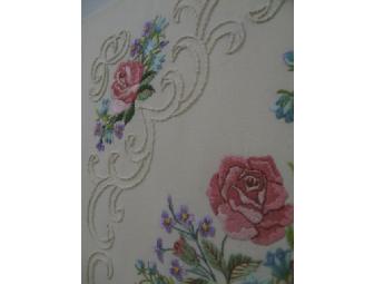 Pink Roses - Handcrafted Crewel Piece