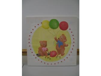 Teddy Bears & Balloons - Handcrafted Crewel Piece