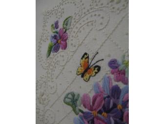 Wildflowers & Butterfly - Handcrafted Crewel Piece