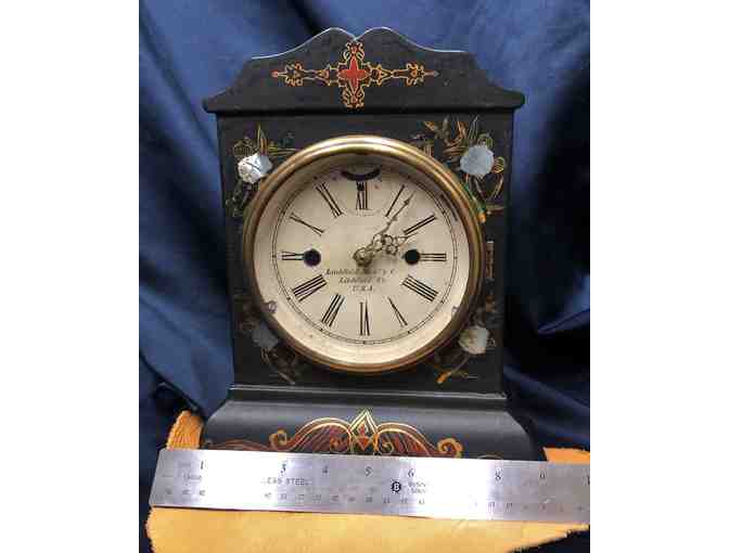 Antique Cottage Clock with Mother of Pearl Inlay