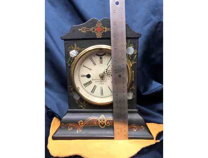 Antique Cottage Clock with Mother of Pearl Inlay