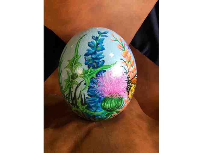 Great Horned Owl Painted Ostrich Egg