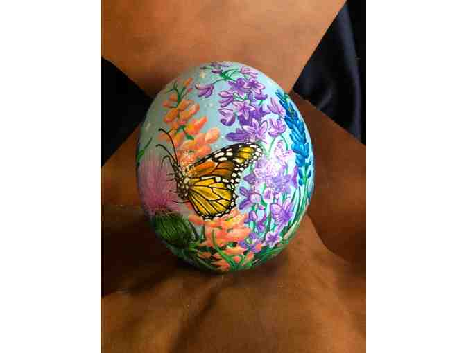 Great Horned Owl Painted Ostrich Egg