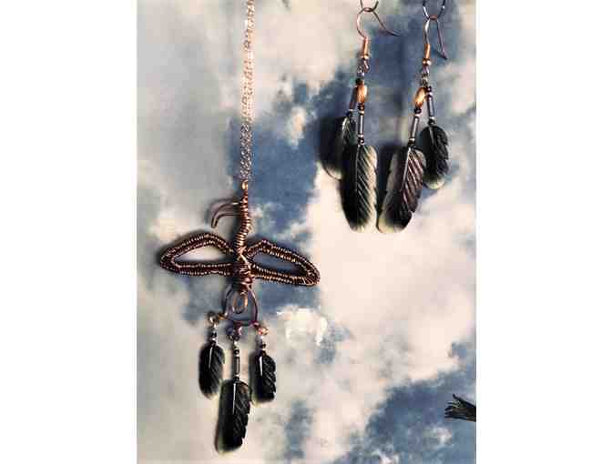 'Above the Treetops' Turkey Vulture Necklace and Earring Set in Display Box