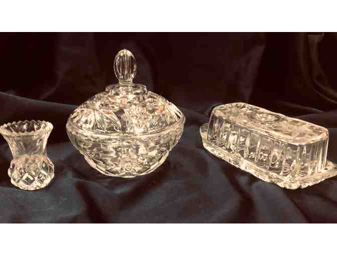 Vintage Glass Butter Dish, Candy Dish, and Toothpick Holder