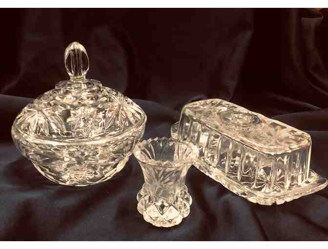 Vintage Glass Butter Dish, Candy Dish, and Toothpick Holder