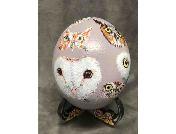 EGGS-TRAVAGANZA - 'Owl Be Watching You' Painted Ostrich Egg