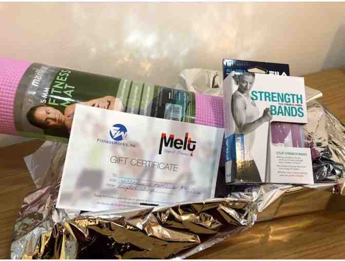 FitnessWorks Pilates Class with yoga mat and stretch bands