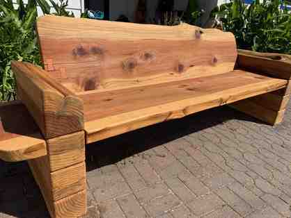 Hand Crafted Redwood Bench