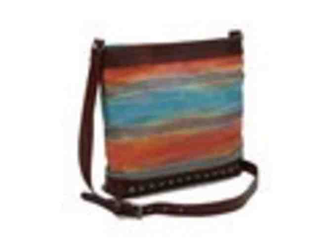 I Love Accessories a?? Blue & Orange Abstract Stud Crossbody Bag