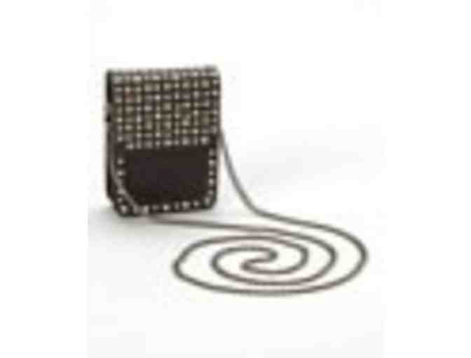 I Love Accessories a?? Black Rhinestone Stud Leather Crossbody Bag