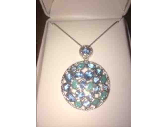 LORD & TAYLOR Sterling Silver Multi-Color Blue Topaz Pendant Necklace