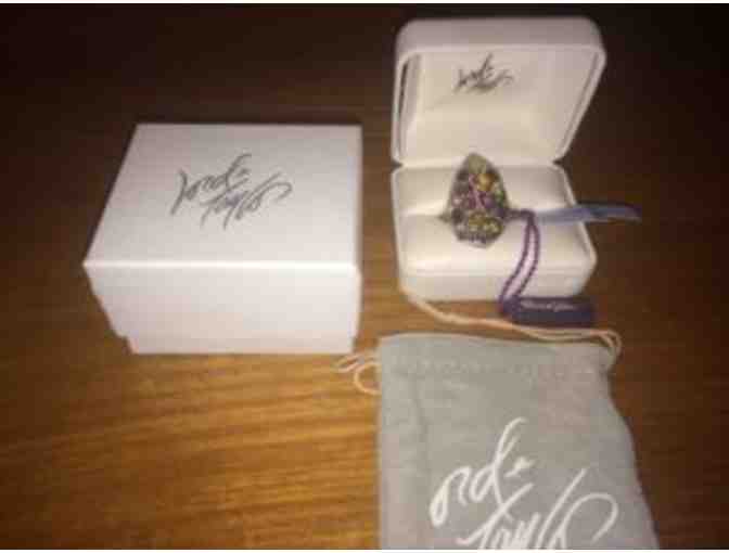 Sterling Silver Citrine Peridot and Amethyst Ring