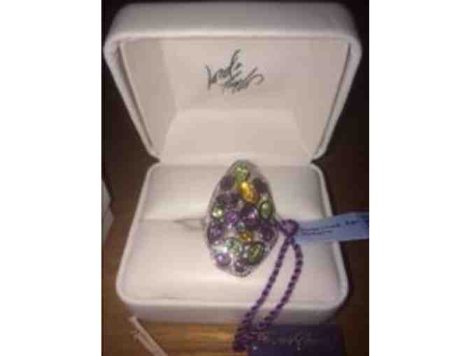 Sterling Silver Citrine Peridot and Amethyst Ring