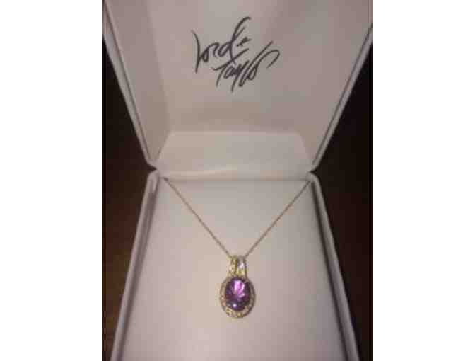 LORD & TAYLOR 14Kt. Yellow Gold Diamond and Amethyst Pendant Necklace
