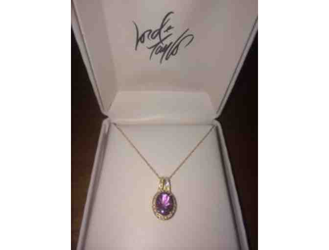 LORD & TAYLOR 14Kt. Yellow Gold Diamond and Amethyst Pendant Necklace
