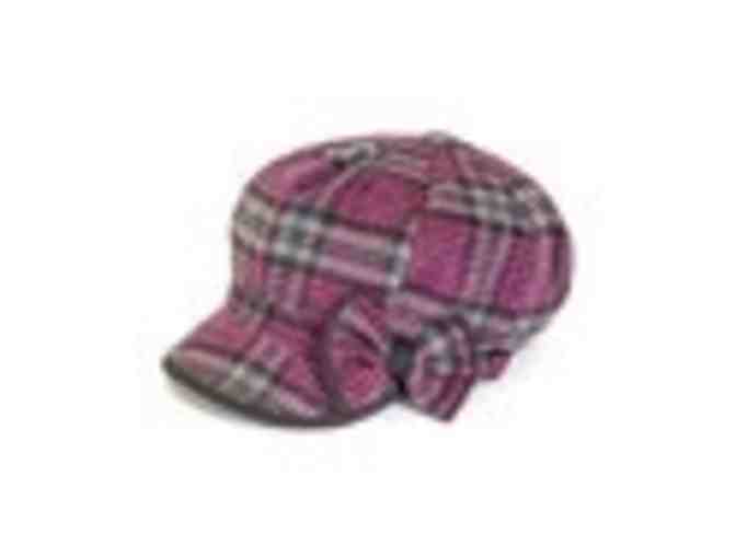 Tickled Pink a?? Pink & Gray Bow Newsboy Cap