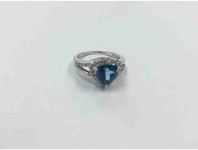Designs by FMC a?? London Blue & White Topaz Trilliant Ring