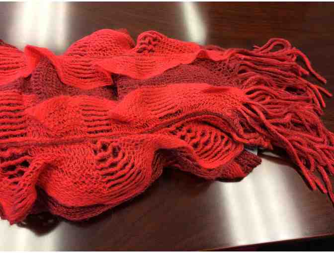 Tickled Pink a?? Red Bunchy Net Frill Scarf