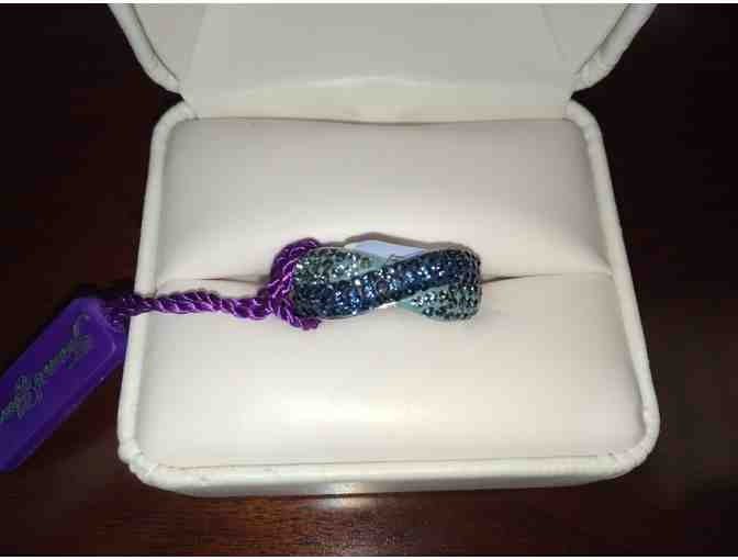 LORD & TAYLOR Sterling Silver and Crystal Crossover Ring Size 7