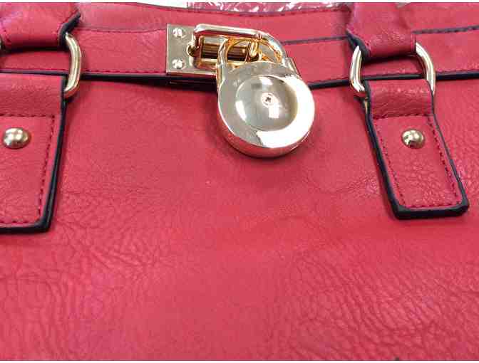 MKF Collection a?? Red Plora Pad-Lock Shoulder Bag