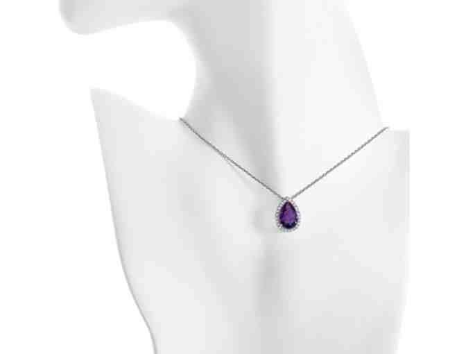 3.50 Carat Genuine Amethyst & White Topaz Pendant in Sterling Silver with 18' Chain