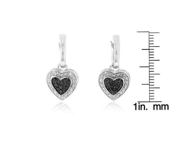 0.20 Carat Black & White Diamond Heart Dangle Earrings in Sterling Silver