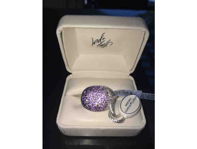 LORD & TAYLOR Sterling Silver Faded Tanzanite Colored Crystal Ring