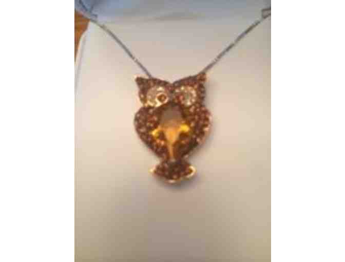 Gold-Plated Sterling Silver Necklace with Crystal Owl Pendant