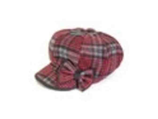 Tickled Pink a?? Red & Gray Bow Newsboy Cap