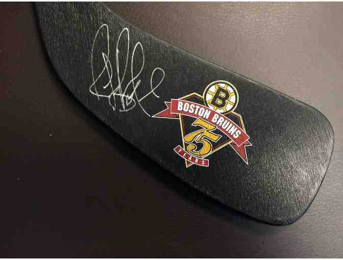 Boston Bruins Ray Bourque Signed 75th Anniversary Mini Stick PSADNA COA