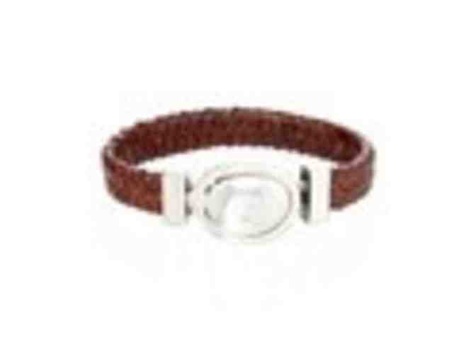 Pavcus Designs a?? Brown & Silver Braided Leather Buckle Bracelet