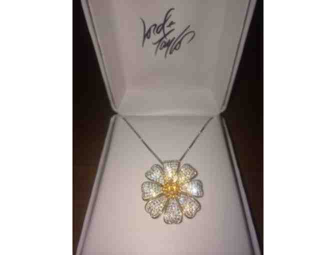 Sterling Silver Flower Crystal Pendant Necklace