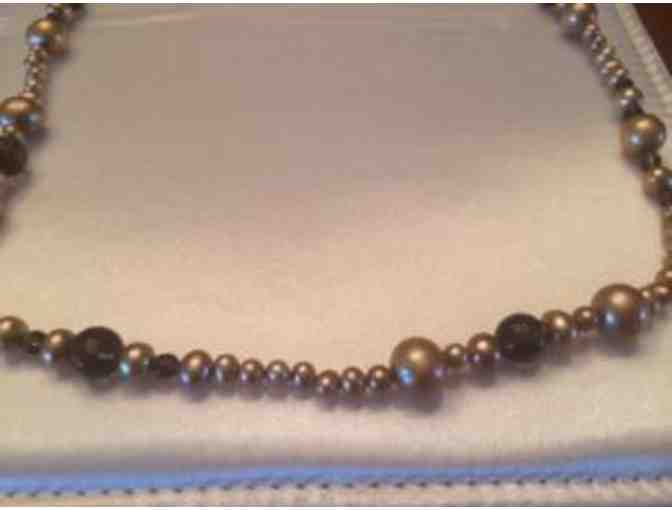 Multi Sized Brown Pearl Necklace in 14 Kt. Yellow Gold 36 inches