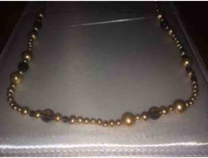 Multi Sized Brown Pearl Necklace in 14 Kt. Yellow Gold 36 inches