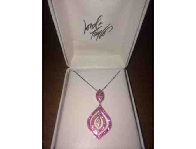 Sterling Silver and Crystal Pendant Necklace - Pink Crystal