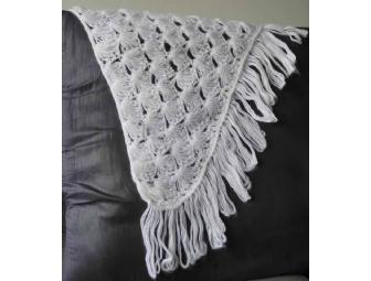 Hand Crocheted White Shawl