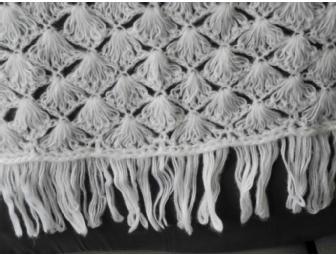 Hand Crocheted White Shawl