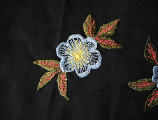 Black Shawl with Blue Flowers