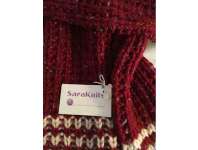 Red Tweed and White Scarf by SaraKnits