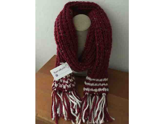 Red Tweed and White Scarf by SaraKnits