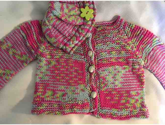 Infant multi-color sweater and hat by Barbara