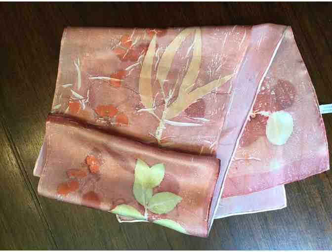 Hand printed silk satin scarf from AivlysStudio