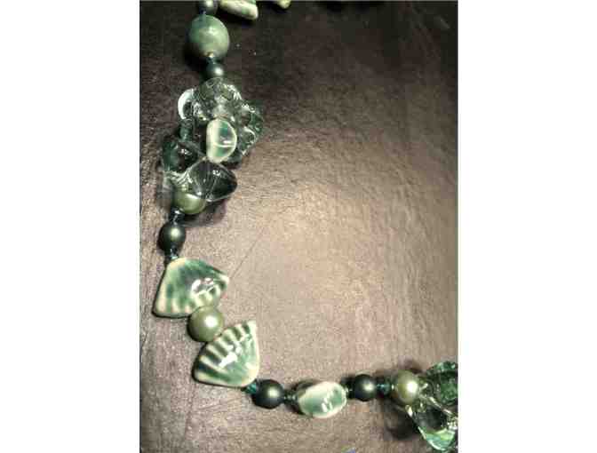 Green Beaded Necklace, Hand Made