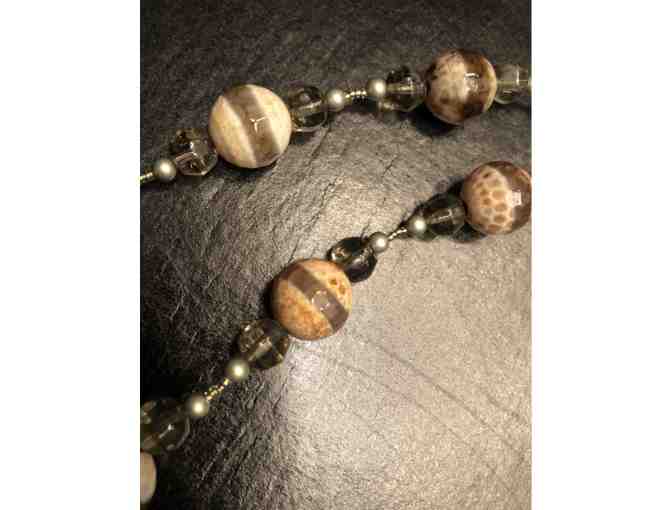 Tan and Brown Beaded Necklace hand made