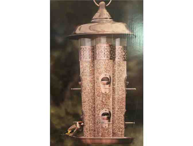 Copper 4-tube bird feeder