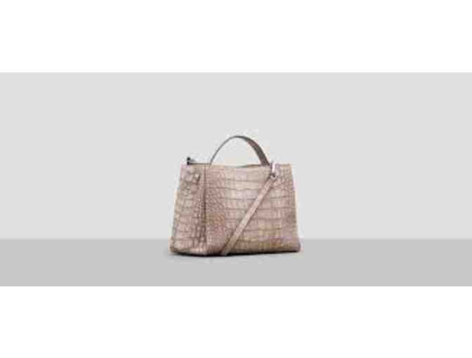 Kenneth Cole New York Small Croco-Beige Leather Top Handle Bag!